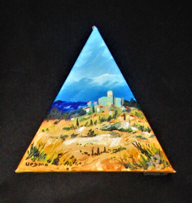 Painting titled "Le Barroux" by Roberto Urbano, Original Artwork, Oil