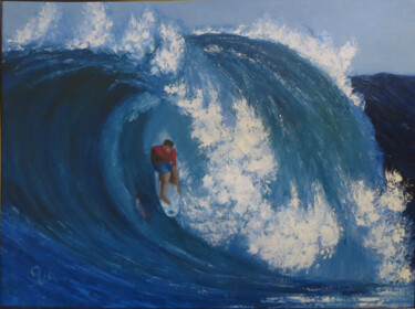 绘画 标题为“On the wave.” 由Olga Yashchenko, 原创艺术品, 油 安装在纸板上