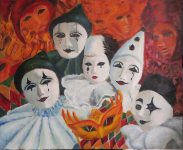 绘画 标题为“A kaleidoscope of c…” 由Olga Yashchenko, 原创艺术品, 油 安装在纸板上