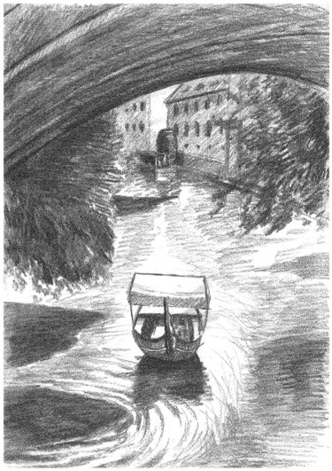 图画 标题为“Water mill, Prague” 由Ivan Klymenko, 原创艺术品, 石墨