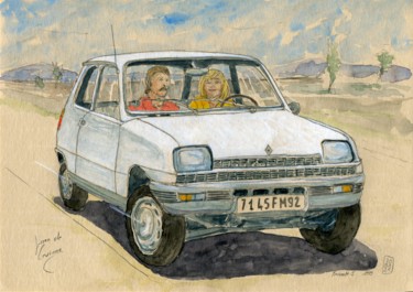 Renault 5 de 1979 绘画 标题为“Renault 5 de 1979” 由Loran De Cevinne, 原创艺术品, 水彩