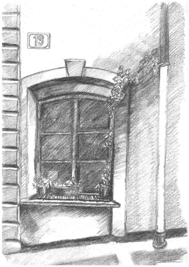 图画 标题为“Window, Prague” 由Ivan Klymenko, 原创艺术品, 石墨
