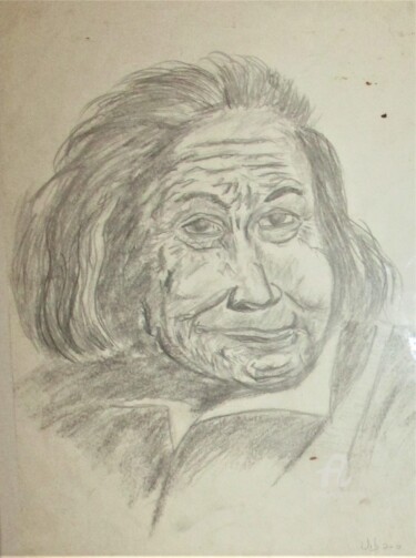 Drawing titled "La Vieille" by Roberto Urbano, Original Artwork, Pencil