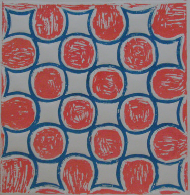 印花与版画 标题为“Aujourd'hui c'est p…” 由Nadine Trescartes (fildefériste), 原创艺术品, Linocuts 安装在其他刚性面板上