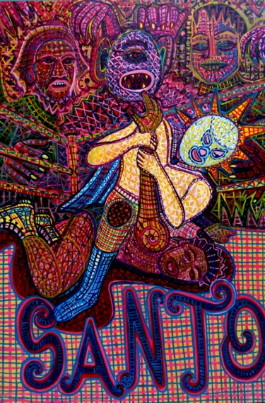 绘画 标题为“SANTO VS MOUNSTROS” 由Gustavo López Alvarado, 原创艺术品, 油