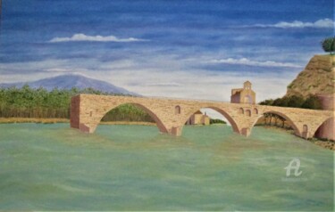 Painting titled "Le Pont d' Avignon" by Roberto Urbano, Original Artwork, Oil