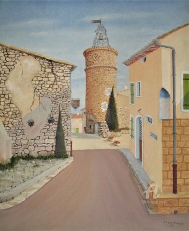 Painting titled "Beffroi" by Roberto Urbano, Original Artwork, Oil