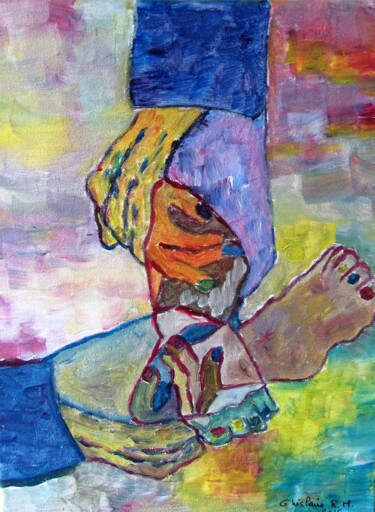 绘画 标题为“Mains et pieds” 由Ghislaine Rimmen-Mohl, 原创艺术品, 丙烯