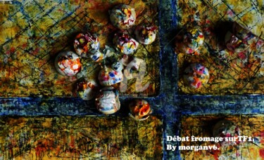 Painting titled "TV Débat fromage su…" by Morganv6, Original Artwork, Gouache