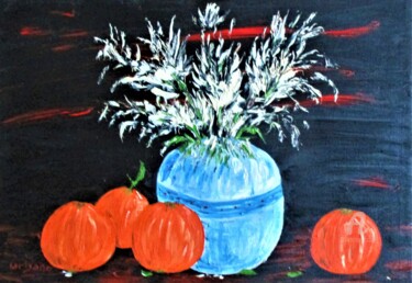 Painting titled "Les oranges et le v…" by Roberto Urbano, Original Artwork, Oil