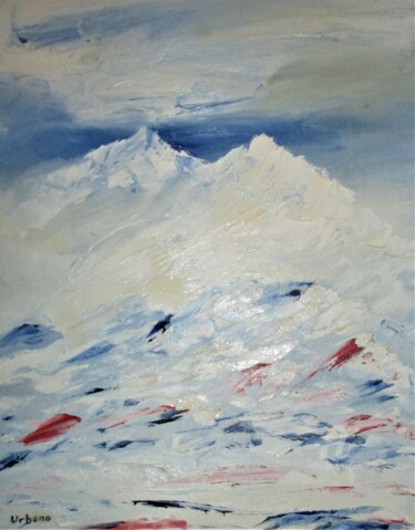Painting titled "Hiver Croix de Bauz…" by Roberto Urbano, Original Artwork, Oil