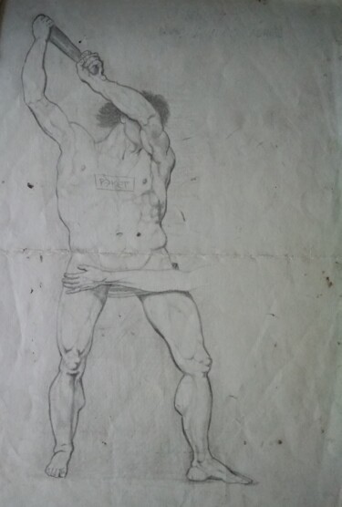 Drawing titled "Мужская фигура" by Art-Teodora, Original Artwork, Pencil