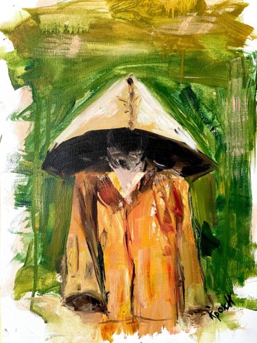 Картина под названием "In the rice field" - Anastasiya Krokhmal ( Art Kroha), Подлинное произведение искусства, Масло