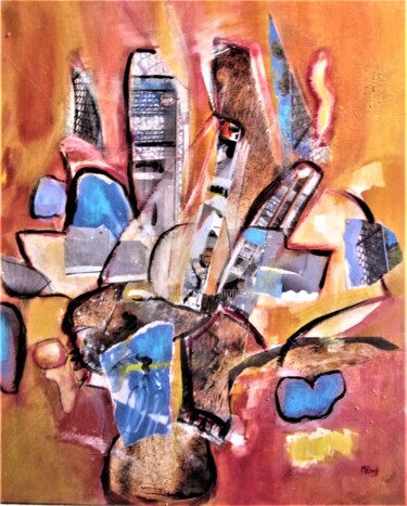 Peinture intitulée "Composition post cu…" par Monique Chef, Œuvre d'art originale, Collages