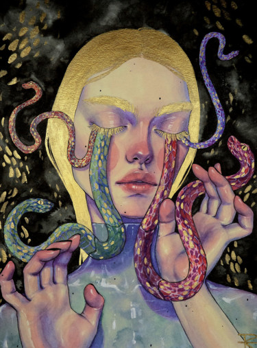 Lágrimas de serpiente 绘画 标题为“Lágrimas de serpien…” 由Roselin Estephanía, 原创艺术品, 水彩