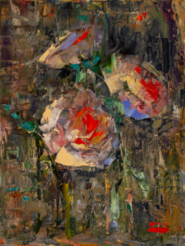 Malerei mit dem Titel "Roses. Abstraction" von Oleg Sharapanovsky, Original-Kunstwerk, Öl Auf Keilrahmen aus Holz montiert