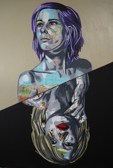 Collages intitulée "Être ou Avoir" par Annabelle Amory, Œuvre d'art originale, Acrylique Monté sur Châssis en bois