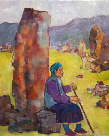 Peinture intitulée "Méditation" par Ghislaine Rimmen-Mohl, Œuvre d'art originale, Huile