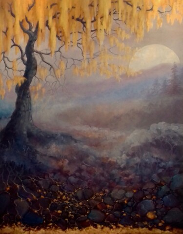 Arbre d' Or Peinture intitulée "Arbre d' Or" par Lee Campbell, Œuvre d'art originale, Huile
