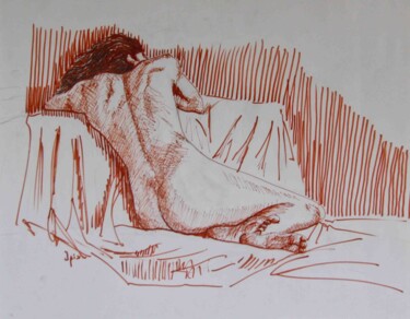 Dibujo titulada "Desnudo con rotulad…" por Ipiña, Obra de arte original, Rotulador