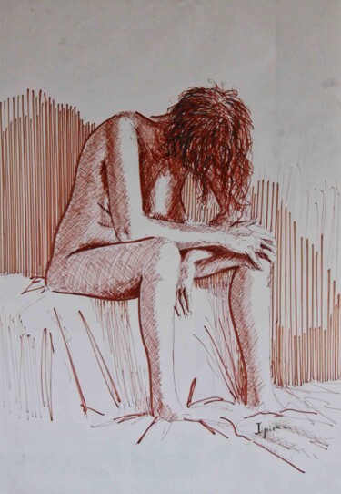 Dibujo titulada "Desnudo con rotulad…" por Ipiña, Obra de arte original, Rotulador