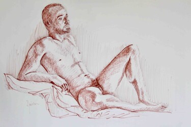 Dibujo titulada "Desnudo con rotulad…" por Ipiña, Obra de arte original, Rotulador