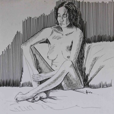 Dibujo titulada "Desnudo con rotulad…" por Ipiña, Obra de arte original, Rotulador