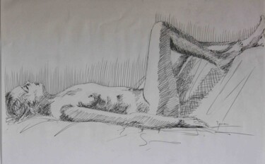 Dibujo titulada "Desnudo con rotulad…" por Ipiña, Obra de arte original, Rotulador