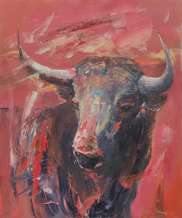 绘画 标题为“Red Bull (50x60cm o…” 由Hayk Miqayelyan, 原创艺术品, 油 安装在木质担架架上