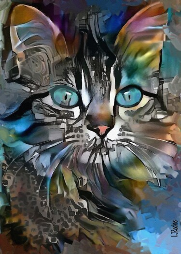 Ardelia cat- Mix media on panel - 70x50 cm-OOAK