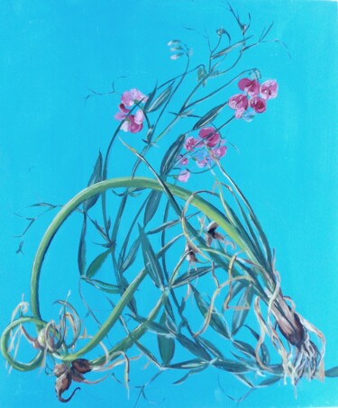 Painting titled "Pois de senteur." by Jean François Poussard, Original Artwork, Oil