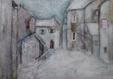 petite place enneigée 2 Ζωγραφική με τίτλο "petite place enneig…" από Denise Louin-Lecoeur, Αυθεντικά έργα τέχνης, Ακρυλικό