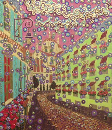 SOIR ROUGE 绘画 标题为“SOIR ROUGE” 由Chiori Ohnaka, 原创艺术品, 颜料 安装在artwork_cat.上