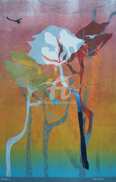 Gravures & estampes intitulée "Canopée 2" par Olivia Quintin, Œuvre d'art originale, Gravure