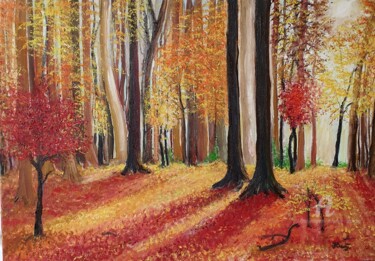 Die verliebten Farben des Herbstes (zweite Auflage) 绘画 标题为“Die verliebten Farb…” 由Jadwiga Rudnicka, 原创艺术品, 油