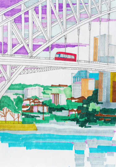 City sketch, Sydney Σχέδιο με τίτλο "City sketch, Sydney" από Nataliia Belozerova, Αυθεντικά έργα τέχνης, Μαρκαδόρος