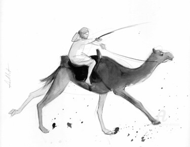 La course 001 Drawing titled "La course 001" by Alliet-Delacroix, Original Artwork, Ink Mounted on Cardboard