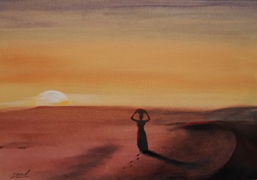 绘画 标题为“Sunset in Africa” 由Dzm, 原创艺术品, 丙烯 安装在木板上