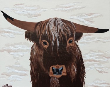BULL - red bull, Taurus, animals, buffalo, acrylic painting 绘画 标题为“BULL - red bull, Ta…” 由Leetruka, 原创艺术品, 丙烯