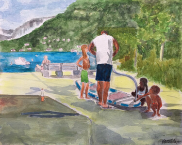 L'été à Duingt Peinture intitulée "L'été à Duingt" par Camille Rouschmeyer, Œuvre d'art originale, Aquarelle
