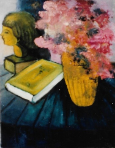 Vaso di fiori, libro volto in terracotta