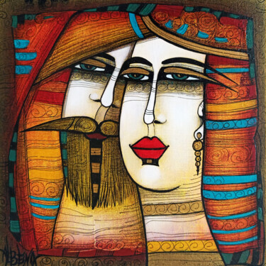 Peinture intitulée "Couple" par Albena Vatcheva, Œuvre d'art originale, Huile Monté sur Châssis en bois