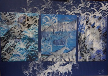 印花与版画 标题为“CRINS BLANCS” 由Dominique Duhot, 原创艺术品, 雕刻
