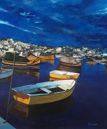 Pintura intitulada "Le Port de La Valet…" por Patrice Fouchard, Obras de arte originais, Acrílico