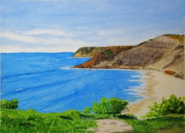 Praia do Burgau, Algarve Peinture intitulée "Praia do Burgau, Al…" par Inês Dourado, Œuvre d'art originale, Aquarelle