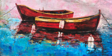 绘画 标题为“Red boats” 由Helga Balaban, 原创艺术品, 油