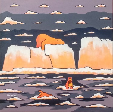 Réchauffement climatique n°14 Peinture intitulée "Réchauffement clima…" par Jocelyne Deschamps-Kus, Œuvre d'art originale, Acrylique