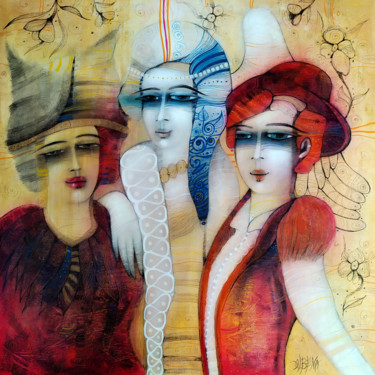 Peinture intitulée "L'interlude" par Albena Vatcheva, Œuvre d'art originale, Huile Monté sur Châssis en bois