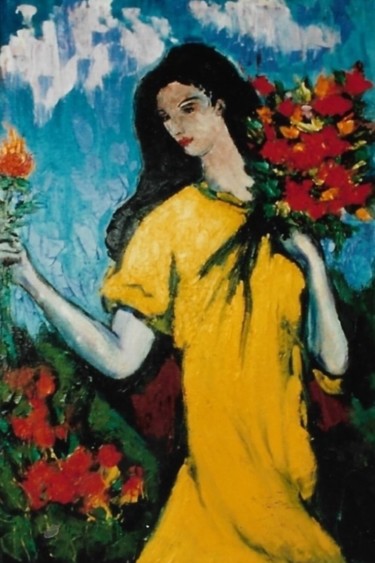 Ragazza con mazzo di fiori