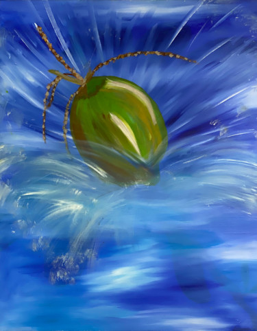 Coco dans l’eau Peinture intitulée "Coco dans l’eau" par Laurence Linsenmaier, Œuvre d'art originale, Huile Monté sur Châssis en bois